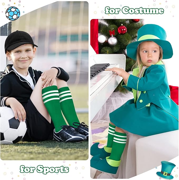 Sarfel Kids Soccer Socks Toddler Soccer Socks Girls Boys Soccer Socks Kids Tube Socks with Stripes Toddler Knee High Socks
