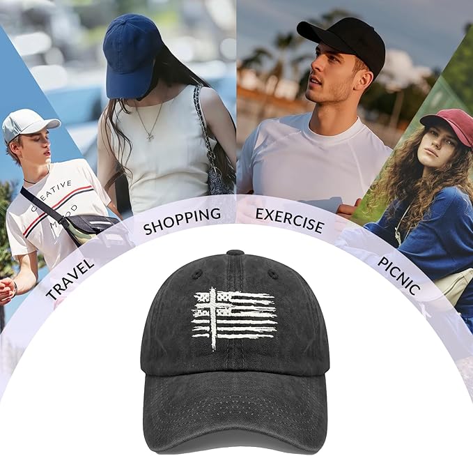 Christian Hats for Men Women, Jesus Baseball Cap, Adjustable Cotton Embroidered Christian Hats