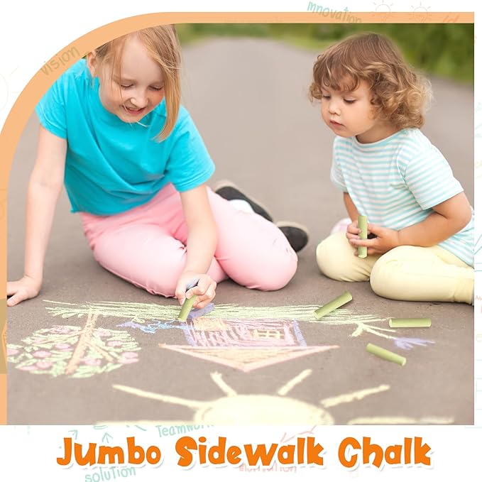 25 Pcs Sidewalk Chalks for Kids Non Toxic Jumbo Chalk for Party Gift Outdoor - Image 3