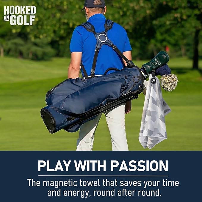 Magnetic Golf Towel 16x24 Ultra Absorbent Waffle Microfiber, Strong Magnet for Cart Clubs, Spot-Clean Design Golf Accessories Gifts for Men (Grey-Camo)