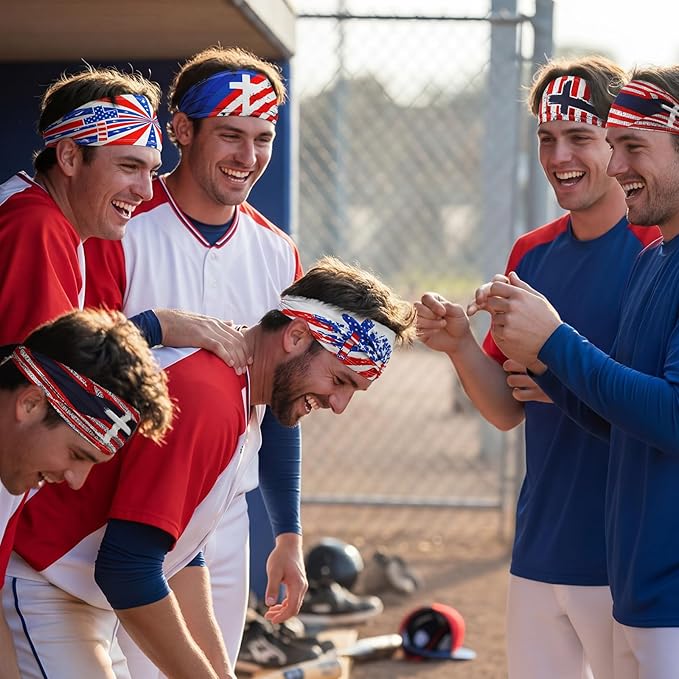 Shyyween 6 Pcs Baseball Headband Elastic Polyester Sweatband for Baseball Basketball Football Golf Headscarf Stuff Women Men Accessory Team Gift