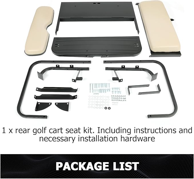 ECOTRIC Golf Cart Rear Flip Seat Kit Compatible with 2007-2016 Yamaha Drive G29 Flip Folding Down Steel+Leather Rear Seat Golf Cart Beige