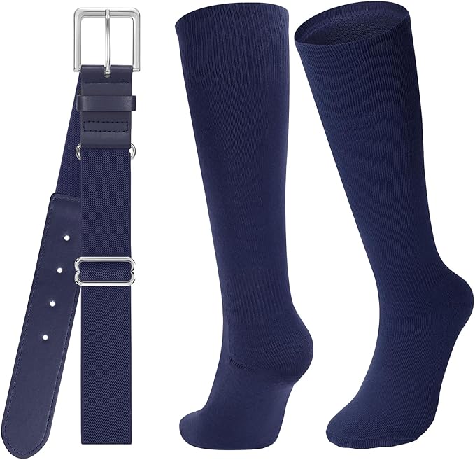 Baseball Socks and Belt for Youth Adult Softball Socks Combo Elastic Waist Belt for Men Kids Boys Girls Women JASGOOD