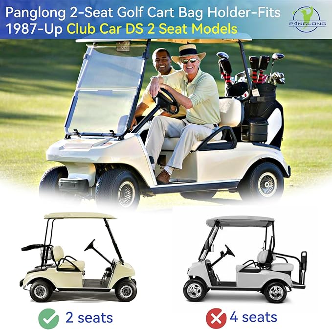 Panglong 2 Seat DS Golf Cart Bag Holder with Screws, Golf Bag Attachment for 1987-Up Club Car DS 2 Seat Models, OEM #1013935