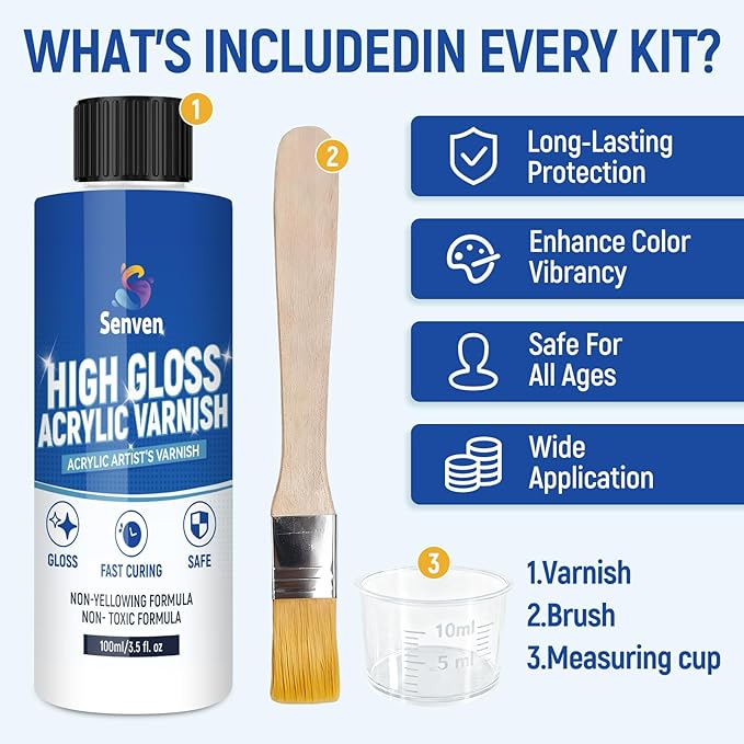 Gloss Varnish for Acrylic Painting, Artist's Acrylic Varnish Kit, Non-Yellowing - Image 7