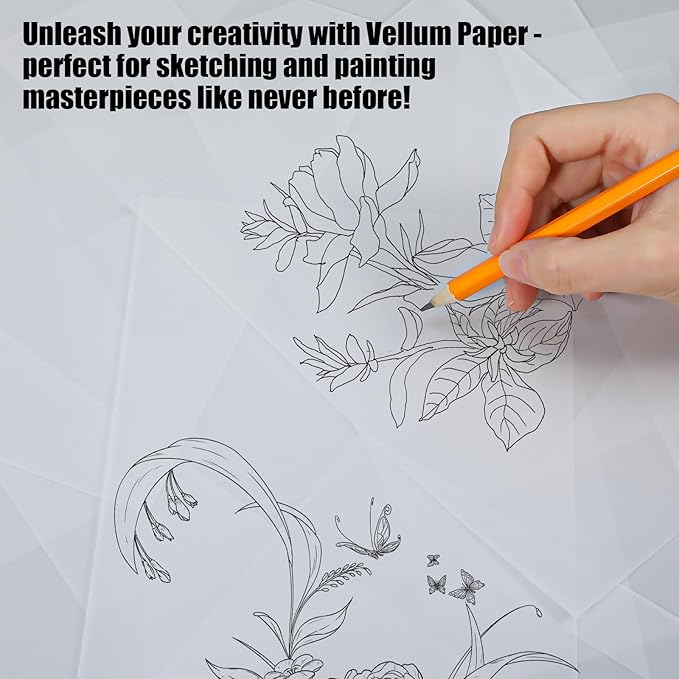 200 Sheets Vellum Paper, Translucent Printable Vellum Tracing Paper, Glassine - Image 3