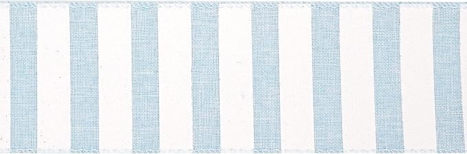MEEDEE Blue White Stripe Ribbon 2.5 Inch Light Blue Wired Ribbon - Image 8