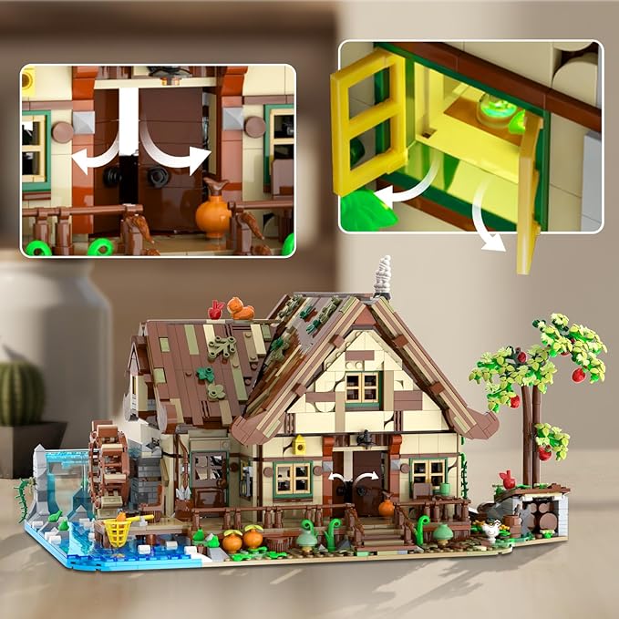 Wood Cabin Building Set with Light, Big House Construction Model - Image 9