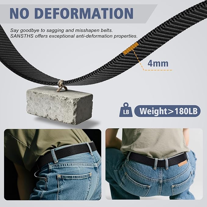 SANSTHS Nylon Ratchet Belts for Men 2 Pack, American Flag Slide Golf Belts 1 1/3", Tactical Work Web Belt 4th of July