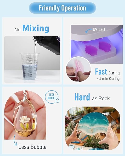 Nicpro UV Resin Kit 2000g, Large Crystal Clear UV Cure Epoxy Resin Supplies - Image 4