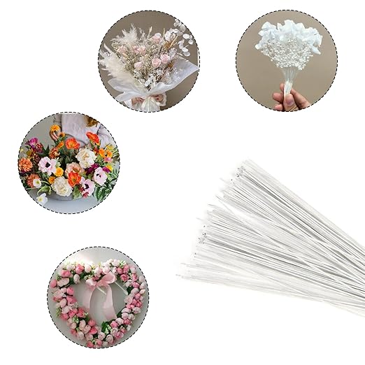 DECORA 18 Gauge White Floral Stem Wire 16 inch, 50/Package - Image 4