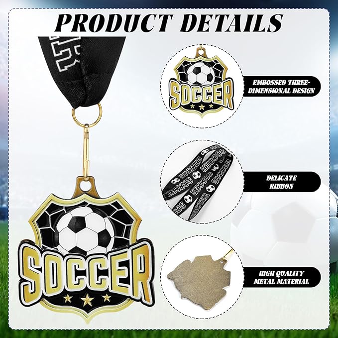 Ecation Medals with Neck Ribbons Soccer Awards Medals Baseball Team Awards Softball T-Ball Flag Football Trophy for Kids Sports Competitions Celebration Gift