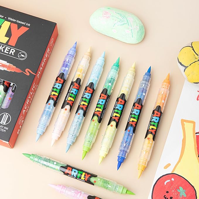 24 Colors Paint Markers, Dual-Color Acrylic Pens - Image 3