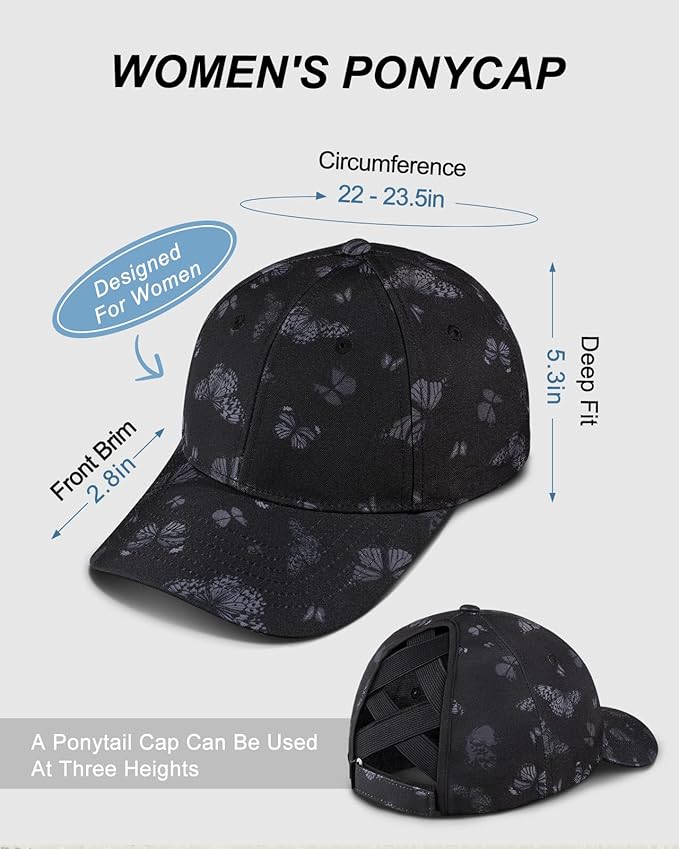 Flafens High Ponytail Hats for Women Baseball Caps - Cute Summer Adjustable Criss Cross Sports Running Pony Tail Hat Ladies