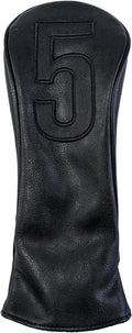 Golf Club Covers – Blackout Leather Driver Headcover, Fairway Wood, 3 Wood, Hybrid, Fits Mallet Blade Putter Head Covers Alignment Stick Cover