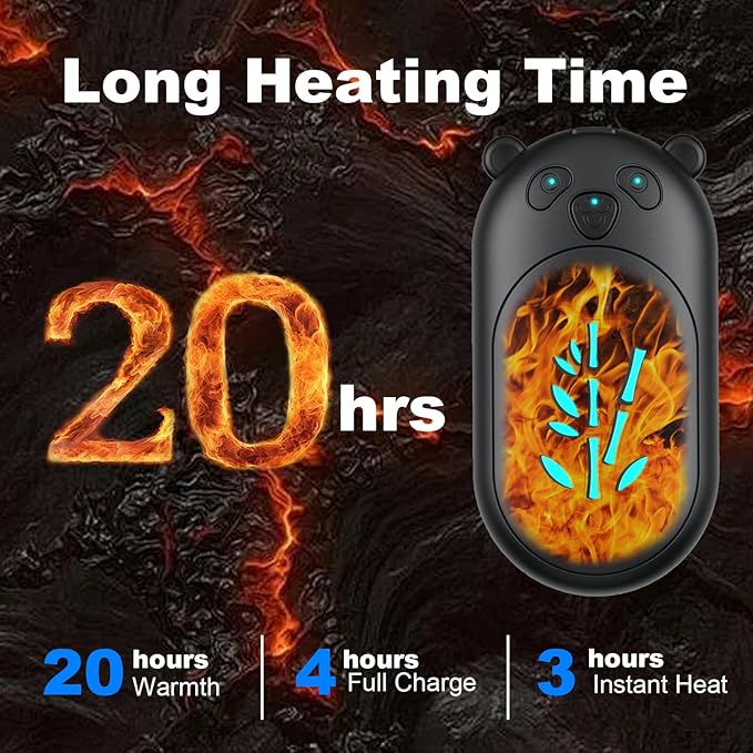 ‎Hand Warmers 2 Pack,Hand Warmers Rechargeable 6000mAh 20Hrs Long Safe Heat AI Smart Chips,Portable Pocket Heater,Gifts for Birthday,Outdoor,Golf,Hunting,Camping Accessories