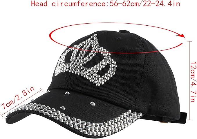 Hoce Fashion Rhinestone Denim Baseball Cap Studded Bling Hat for Women
