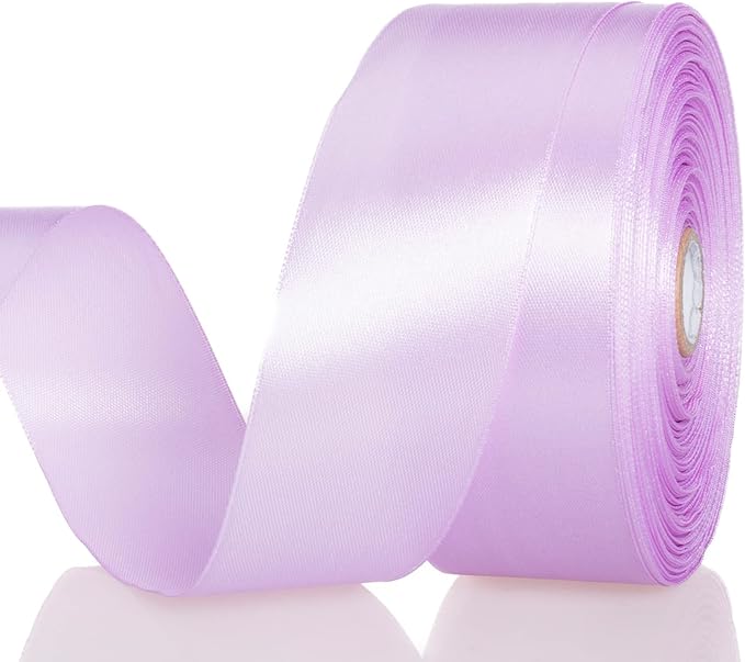 1 1/2 Inch Lilac Solid Satin Ribbon, 50 Yards Craft Fabric Ribbon by YASEO
