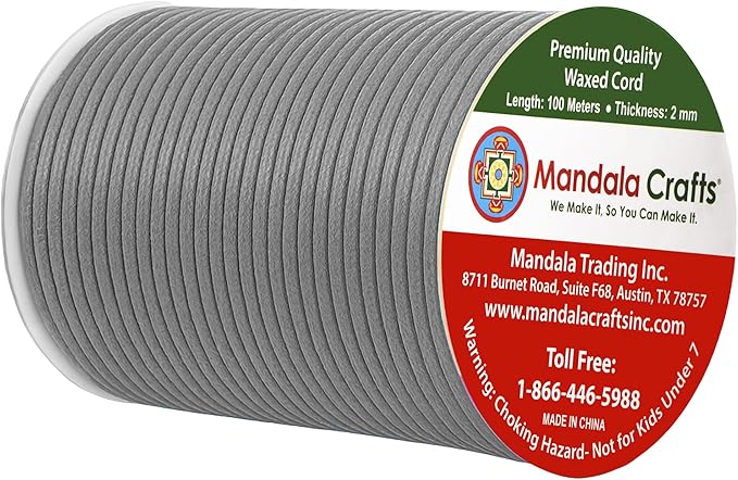 Mandala Crafts 2mm 109 Yards Gray Cotton Waxed Cord - Image 2