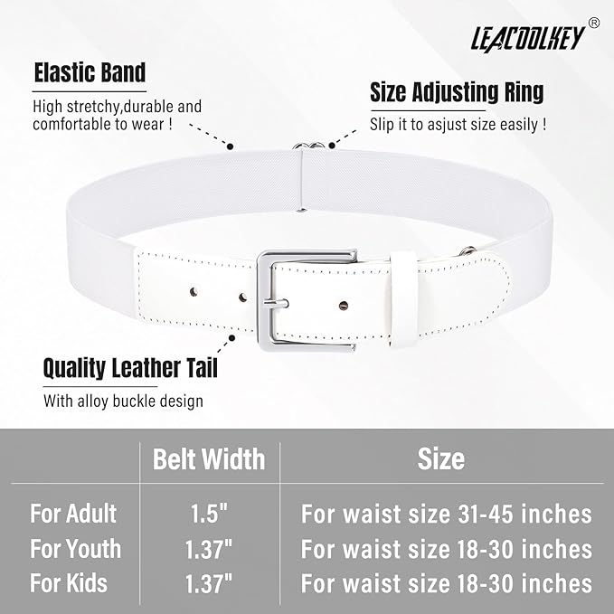 LEACOOLKEY Baseball Belt and Socks Combo Set Adjustable Softball Socks and Elastic Belt for Youth and Adult
