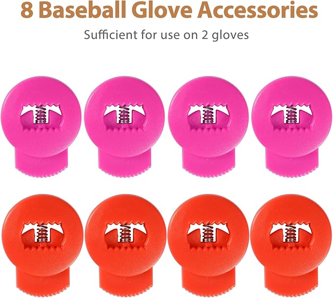 Glove Locks, 8-Pack Baseball/Softball Glove Lace Locks – Vibrant Colors, No Retie Knots, Spring-Lock Tech, Durable Design.