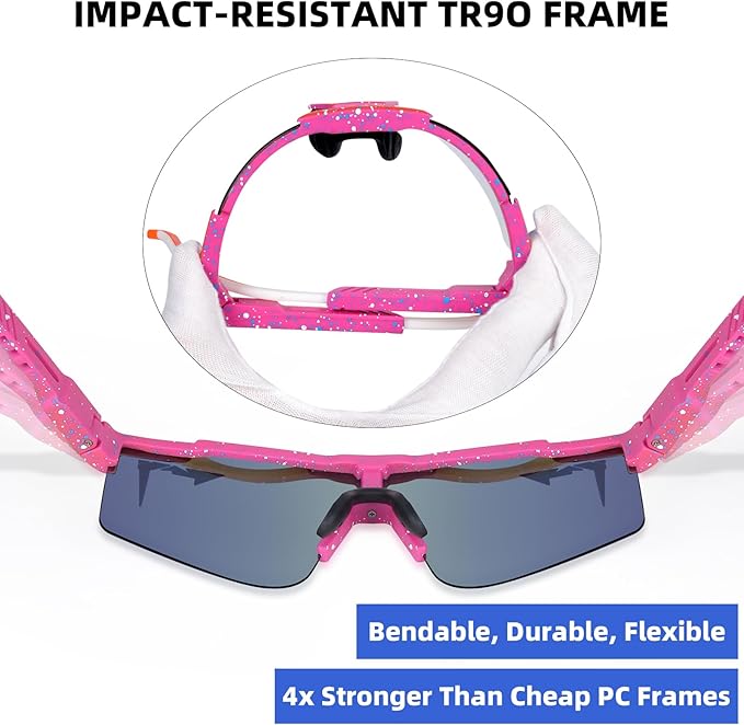 2-Sizes Kids Youth Baseball Sunglasses Men Women Vipers Sunglasses Softball Boys Girl True Polarization &UV Protection
