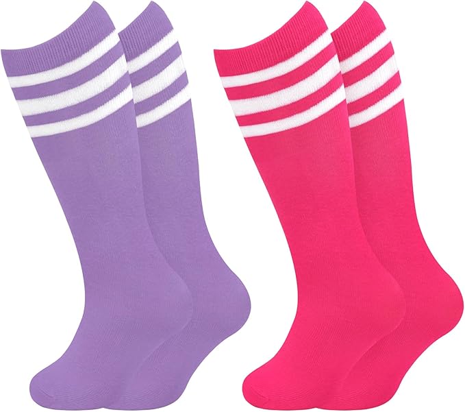 Sarfel Kids Soccer Socks Toddler Soccer Socks Girls Boys Soccer Socks Kids Tube Socks with Stripes Toddler Knee High Socks