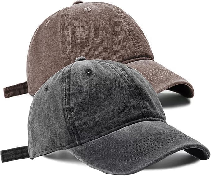 2 PCS Baseball Cap Golf Hat Washed-Cotton Plain Original Classic Cotton Vintage Adjustable Dad Hatsfor Men Women