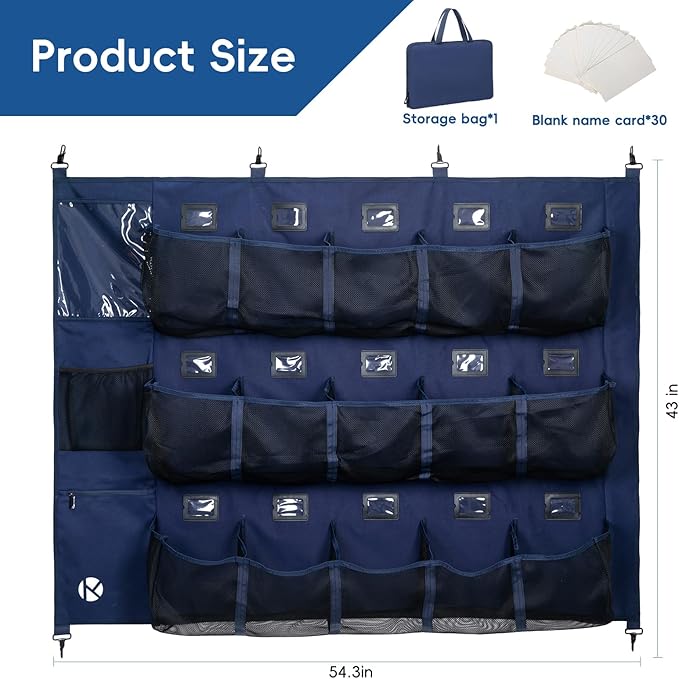 KAVIGOR Baseball/Softball Dugout Organizer - 15+ Helmet & Glove Storage Bag, Military-Grade 900D Fabric & 6 Reinforced Steel Hooks