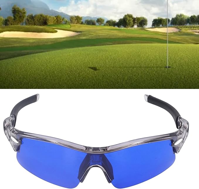 Golf Ball Finder Glasses, Polarized Blue Lens UV Proof Sun Protection Grass Filter with Glasses Cloth and Storage Bag, Ball Finding Filtering Sunglasses for Golfers(Grey)