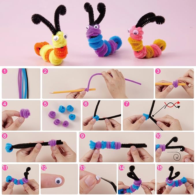 800pcs Pipe Cleaners Crafts Kit, 30 Colors Pipe Cleaners Bulk - Image 4