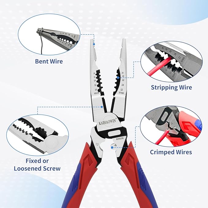5-in-1 Needle Nose Pliers with Wire Cutter Stripper and Crimper Multifunction - Image 3