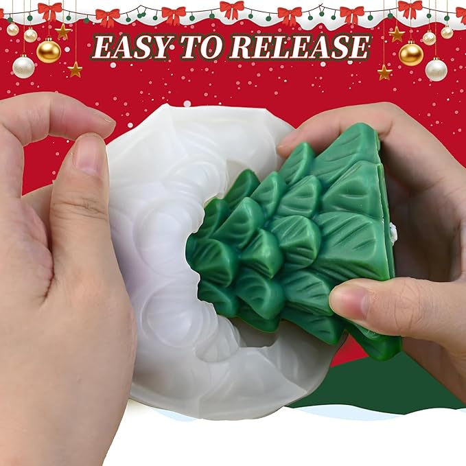 2 Pcs Christmas Candle Molds, Christmas Tree Silicone Molds - Image 7