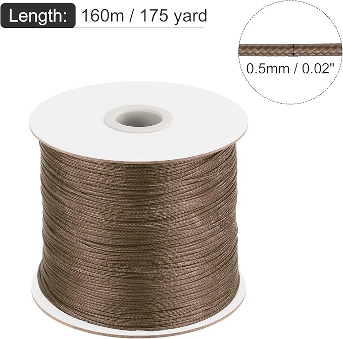 MECCANIXITY Waxed Cord 0.5mm Waxed Polyester Cord 175 Yard Wax String - Image 2