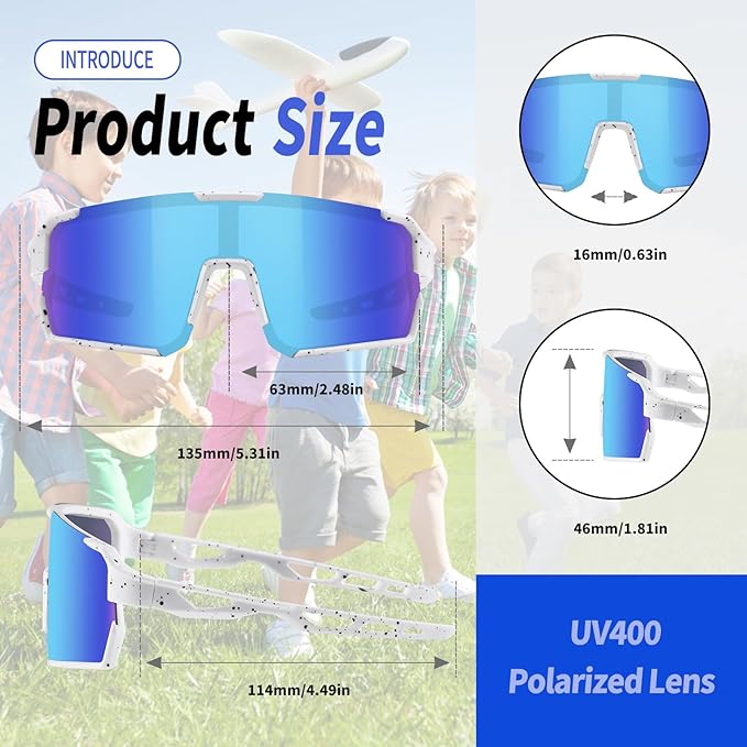YDAOWKN Kids Sunglasses Youth Baseball Sunglasses Boys Girls Softball Cycling UV400 Protection Sports Goggles