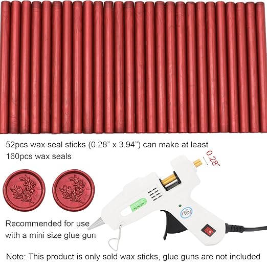 52pcs Wine Red Wax Sealing Sticks, Andotopee Glue Gun Adhesive Seal Sticks - Image 6