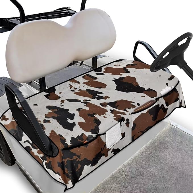 Golf Cart Seat Covers, Universal Golf Cart Seat Towel Blanket with 4 Front Pockets & Nonskid Bottom Fits for Club Car 2 Person Seats Golf Carts