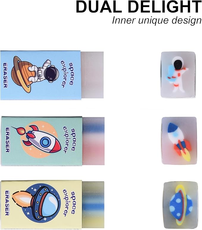 18Pcs Cute Outer Space Themed Erasers - Image 2