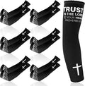 Shyyween 6 Pairs Faith Cross Arm Sleeves Religious Compression Arm Sleeves for Men Women Basketball Baseball Football for UV