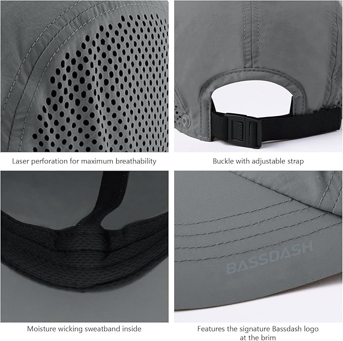 BASSDASH UPF 50+ Foldable Fishing Hat Baseball Cap with Removable Neck Flap Portable for Men Women Golf Hiking