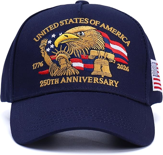 250th Anniversary Patriotic Baseball Cap (1776-2026) Embroidered USA Hat, Adjustable Unisex Bicentennial Gift