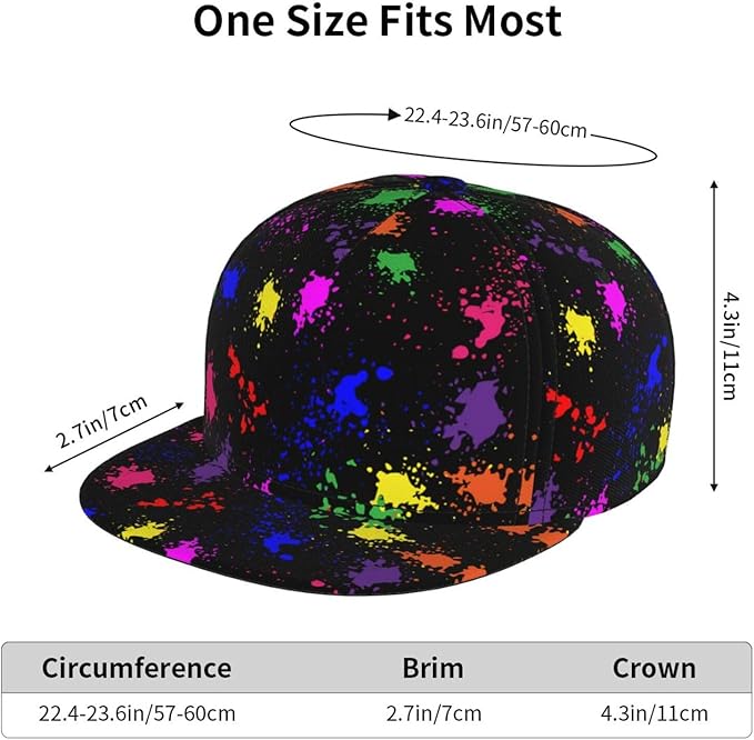 Fashion Snapback Hat for Men Women, Hip Hop Style Baseball Cap Flat Bill Hats Adjustable Trucker Sun Hat