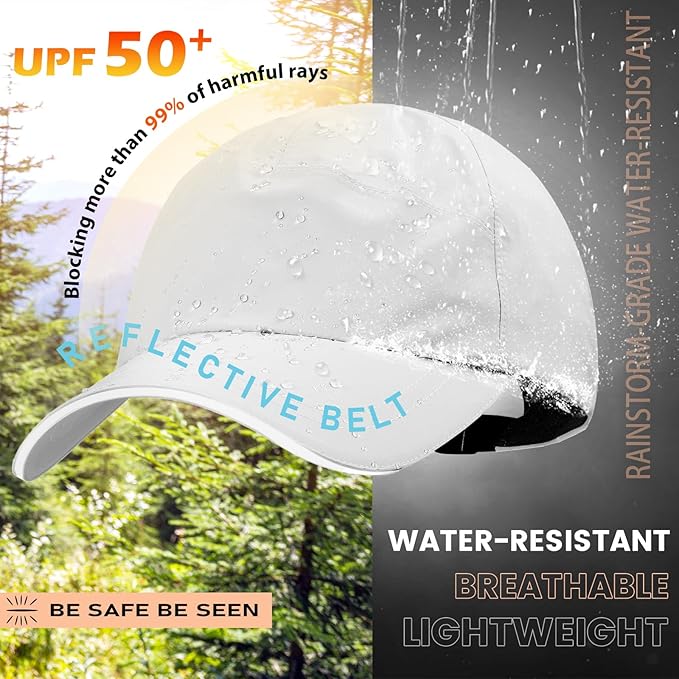 Mens Water-Resistant Baseball Cap Womens Rain Hat Foldable Outdoor Running Sun Fishing hat