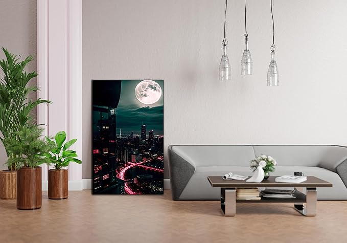 SpiritualHands Moon And City Glass Wall Art Painting - Image 6