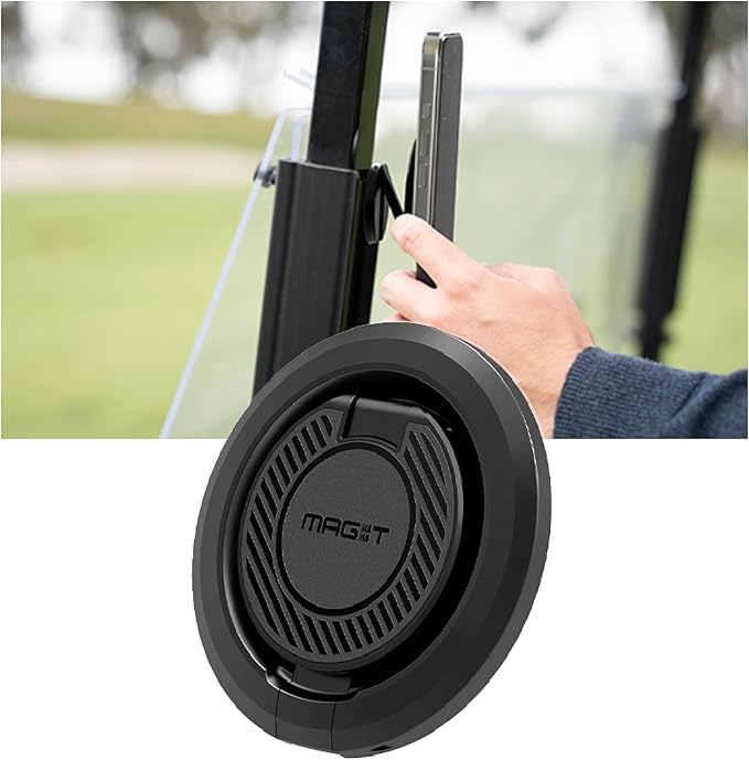 Spigen MAG-iT Magnetic Golf Cart Phone Holder/Mount Designed for Apple MagSafe | Alloy Magnet Golf Cart Accessories - Black