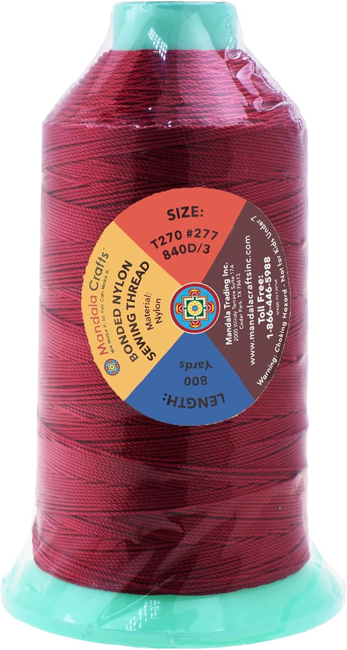 Mandala Crafts Bonded Nylon Thread Wine Heavy Duty Sewing Threads - Image 3