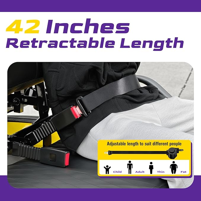 Golf Cart Seat Belt Kit, Retractable Golf Cart Seat Lap Belt Non-Slip, Soft Padding, One Click Fastening, Universal Front and Rear Golf Cart Seat Belts for Club Car EZGO Yamaha Go-Kart ATV UTV
