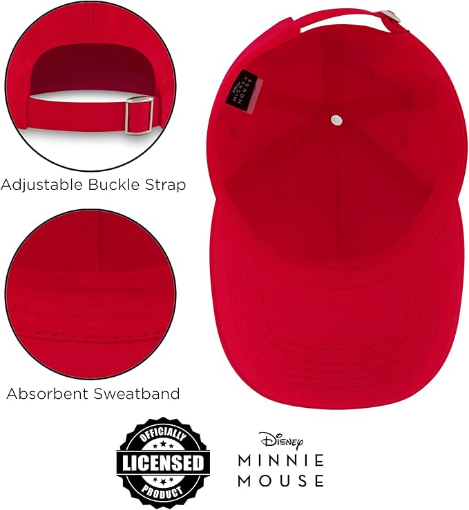 Disney Women's Baseball Cap, Minnie Mouse Adjustable Hat for Adult