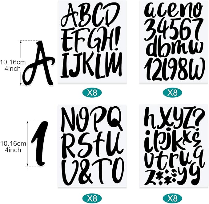 Outus 576 Pieces 8 Sheets Letters Stickers Self Adhesive Vinyl Letter Alphabet - Image 2