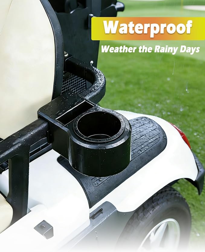 Universal Golf Cart Cup Holders, 2Pack Upgraded Waterproof Drink Holder with Phone Holder, No Drilling Space-Saving Golf Cart Accessories for EZGO Club Car Yamaha, Fits 1"-1.25" Square Tube & Grab Bar